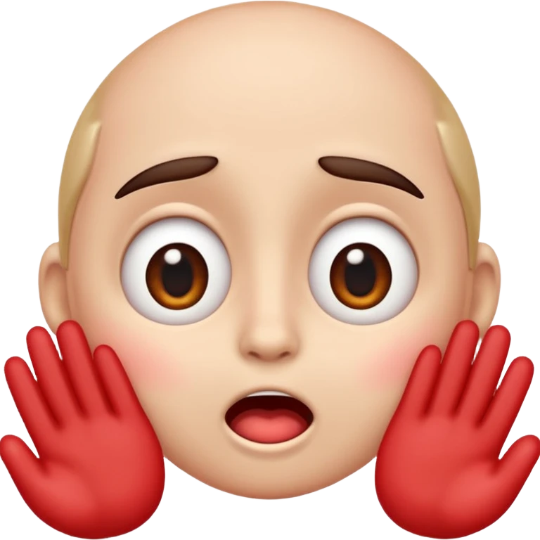 An emoji with wide eyes, red blushing cheeks, a small open mouth (like saying “uh-oh”), and an awkward or surprised expression. Optional: hands near the face. emoji