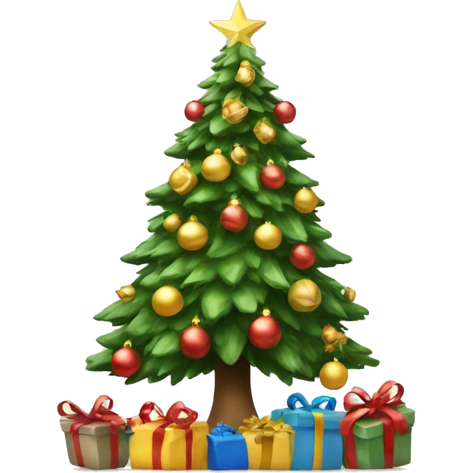 Christmas tree with presents underneath neutral  emoji