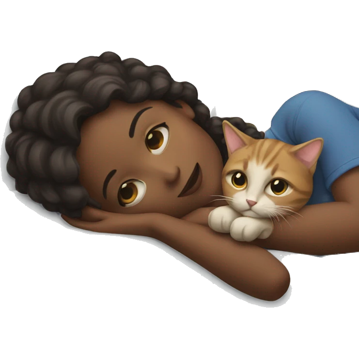 Girl laying with a cat emoji