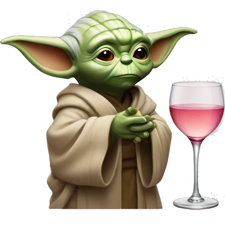 Yoda buvant un rosé emoji
