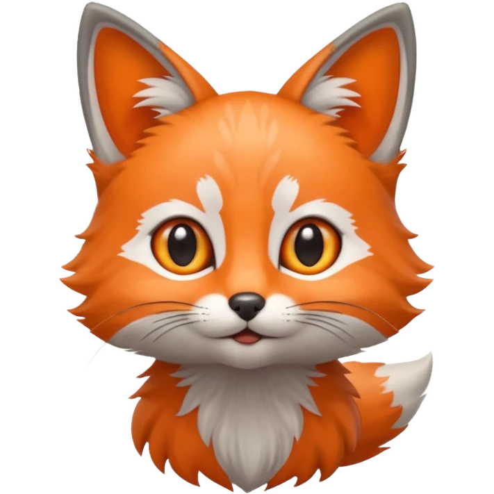 Grey kitten amazed by a fox emoji