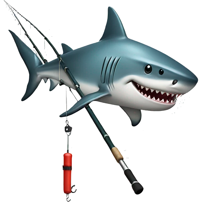 Shark on fishing rod emoji