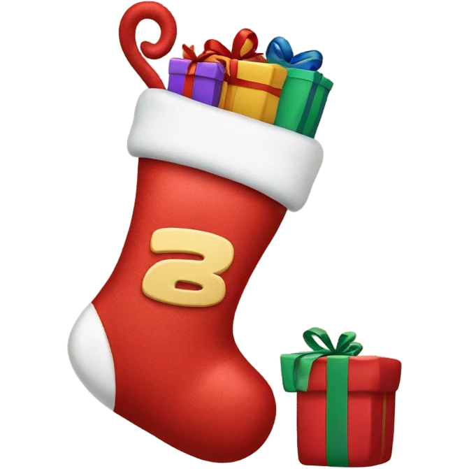 christmas stocking full of presents that says “Alli” on it emoji