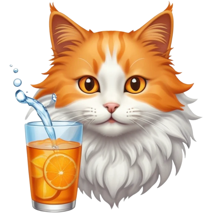 A cat flying drinking water and the water is drinking the cat emoji
