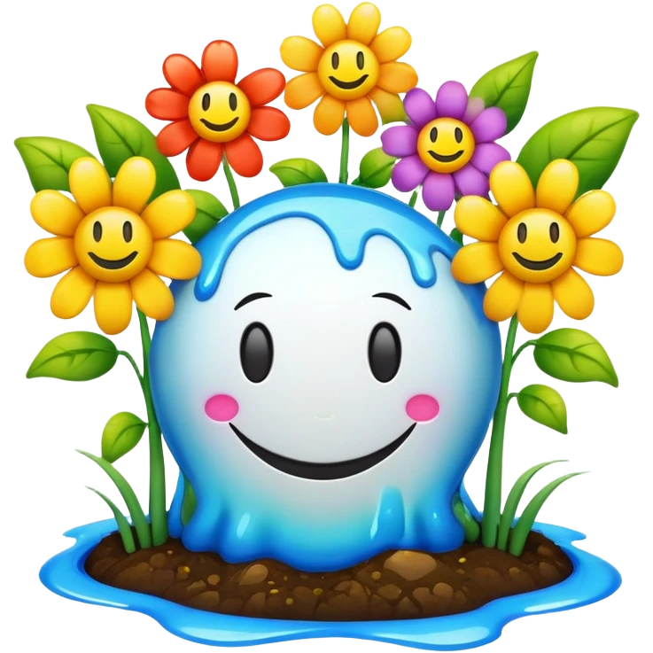 smiley melted garden flowers  emoji