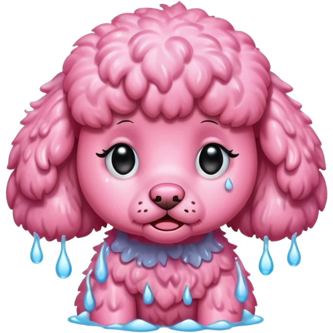 Pink poodle crying emoji