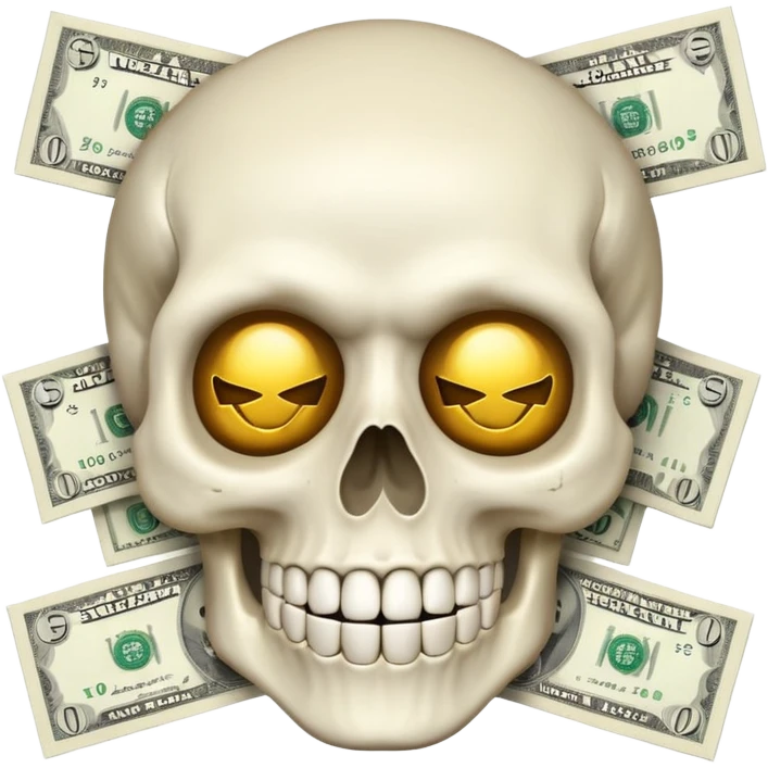 Money White Skull Emoji Face emoji