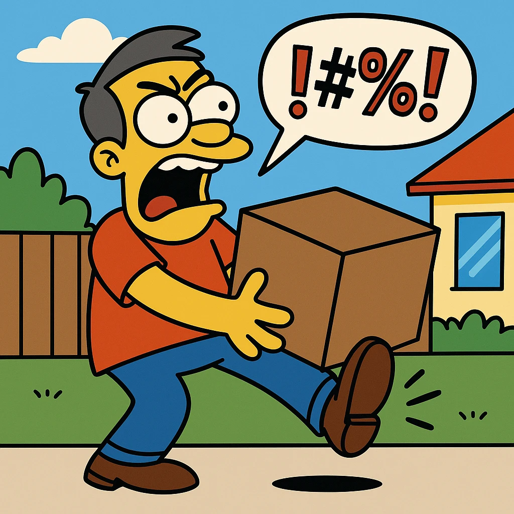 He shouted an expletive when he dropped the heavy box on his foot. emoji