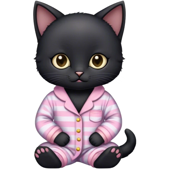 Black kitten in pjs  emoji