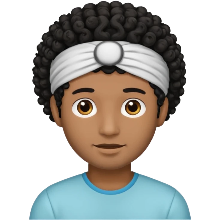 brown curly haired men with hairband emoji