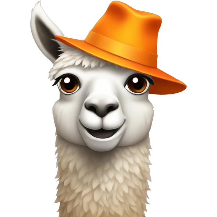 llama wearing a orange hat emoji
