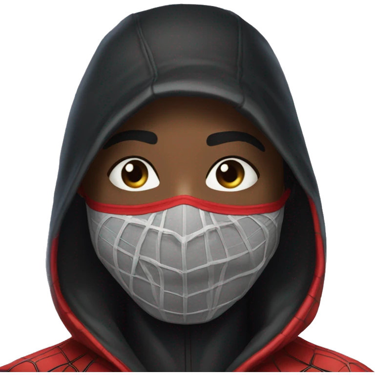 miles morales spiderman only face with mask n and a hoodie emoji