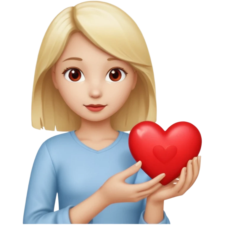 prayer girl blond hair red heart in her hands emoji