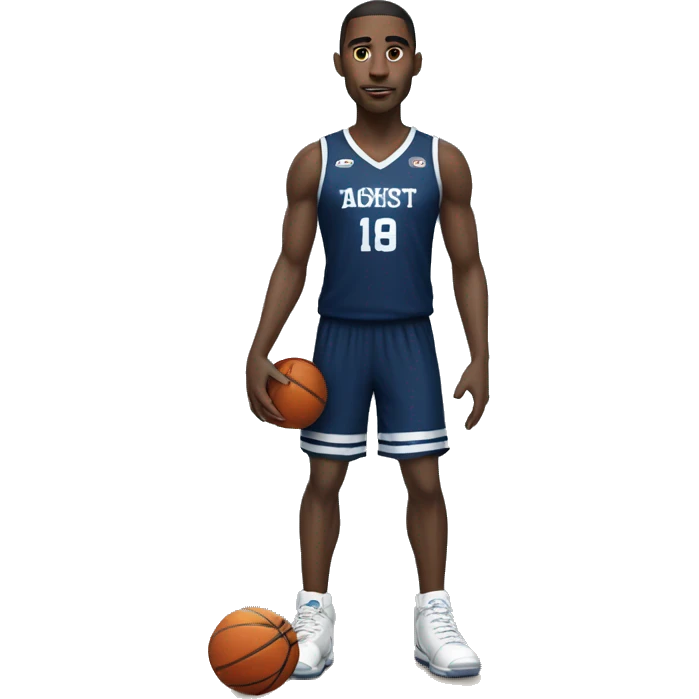 basketball player in dark blue and silver uniform emoji