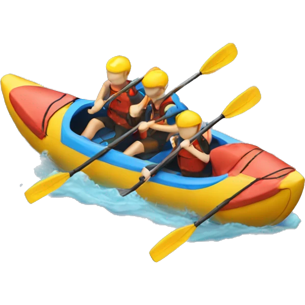 A sprint kayak that has 4 people paddling in it emoji