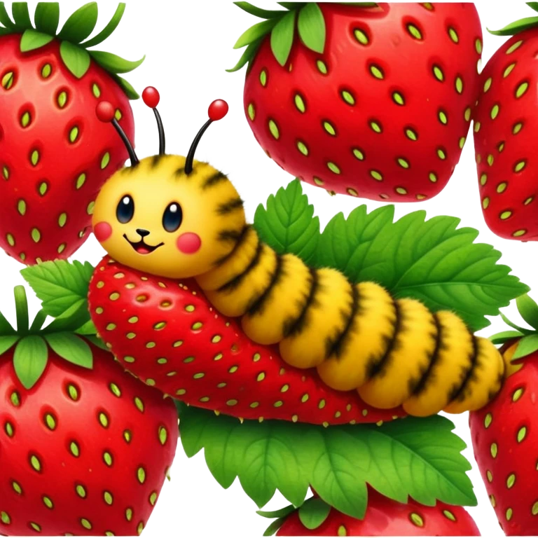 caterpillar on strawberry emoji