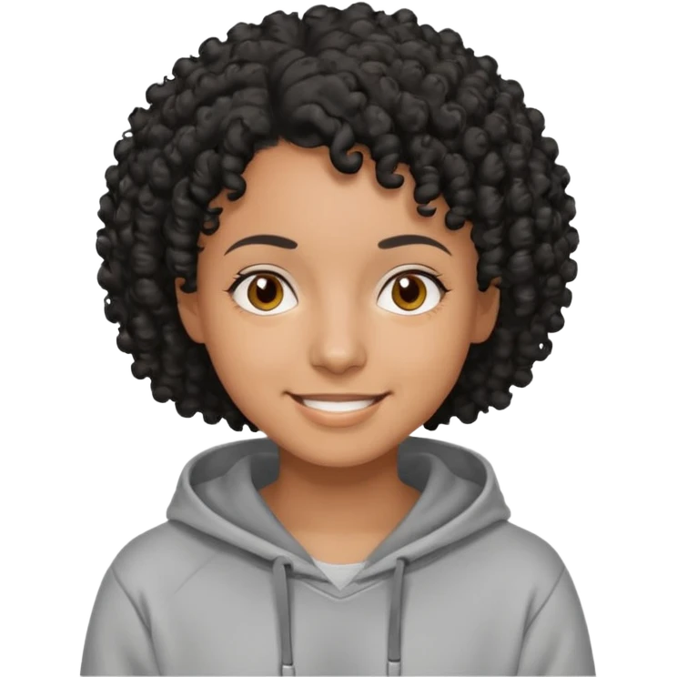 Make a Colombian with black short curly hair wearing a grey hoodie emoji