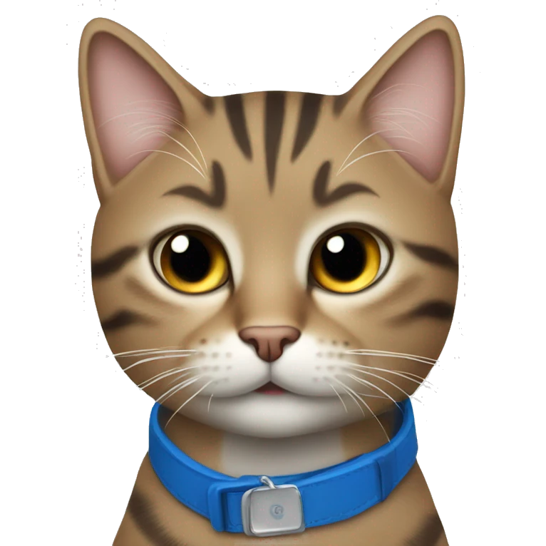 Tabby cat with blue collar  emoji