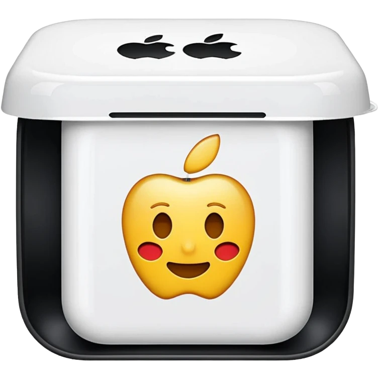 Apple TV case, open lid, apple style emoji emoji