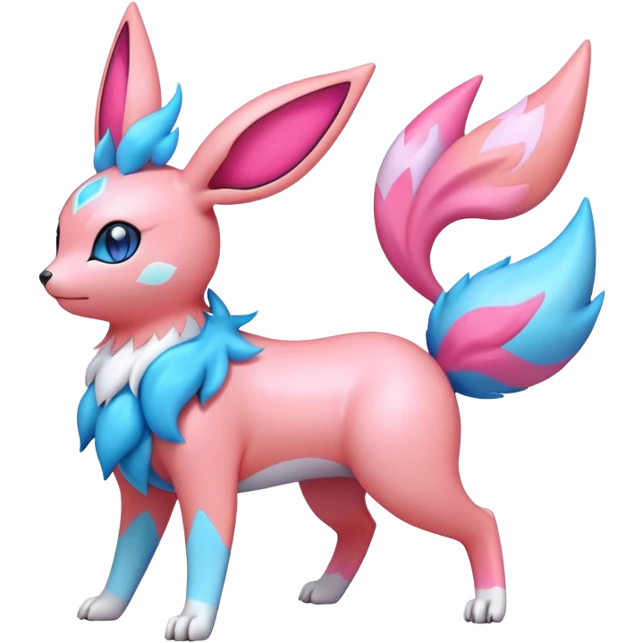 lush pastel-bright-vibrant warm-colored modern colorful neon-colored Fakémon-Digimon-Sylveon-Flareon-Pokémon-creature (full body) emoji