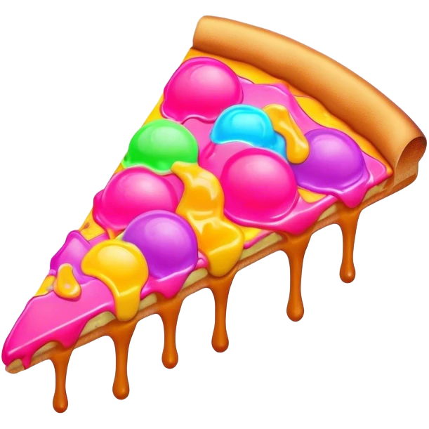 Melted neon  ice cream pizza slice emoji