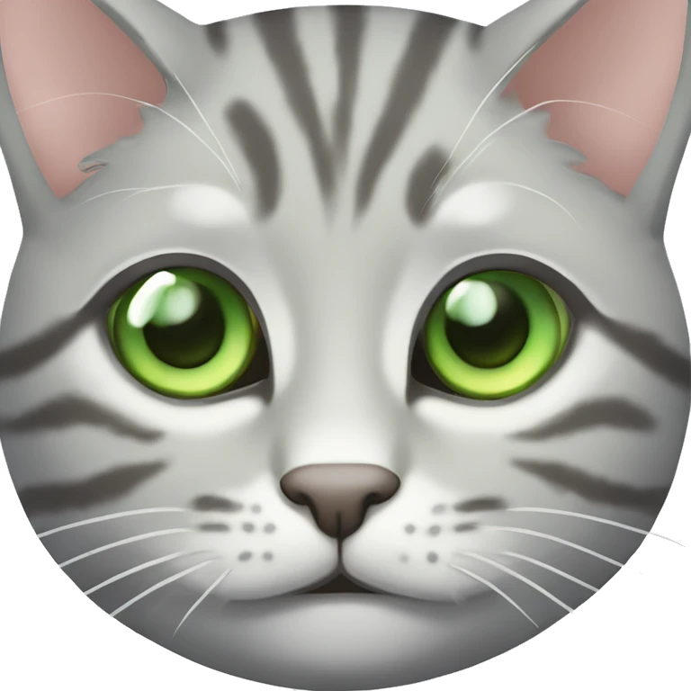 Cute light grey tabby cat light green eyes  emoji