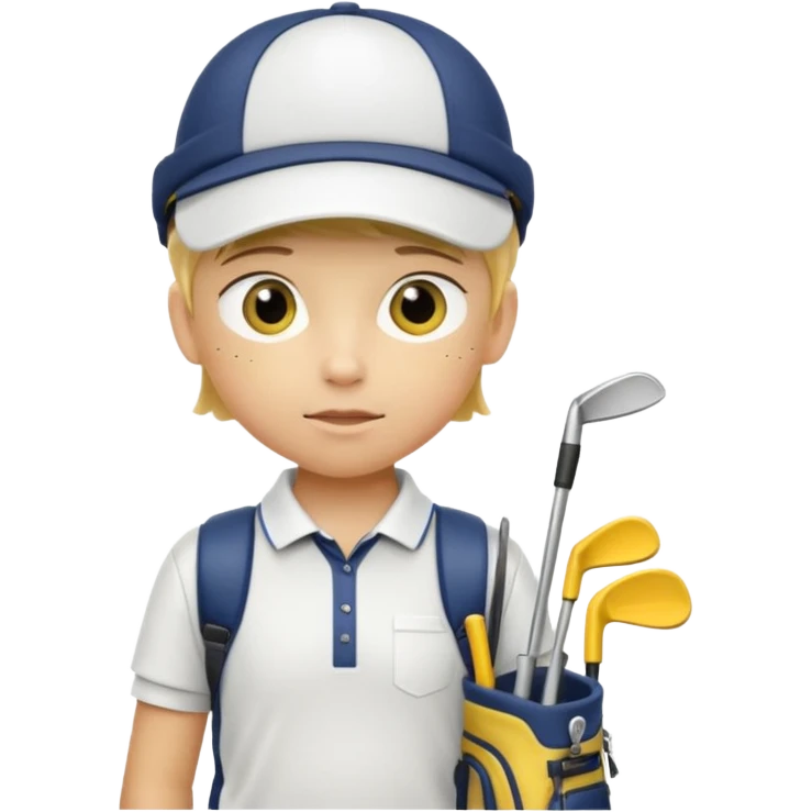 young child beginner golfer yellow default skin. with golf bags on their backs  emoji