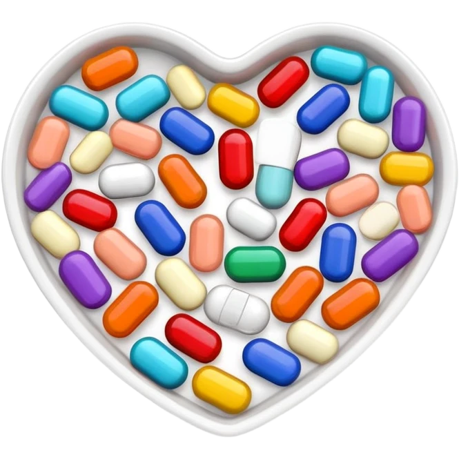 Different Supplements in a little heart shaped dish emoji