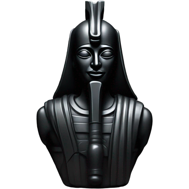 Osiris crook and flail obsidian statue on granite 30 ton brick, massive size, sunlight behind, sunset colors, reflections on black stone polished clean perfect, photography angles emoji