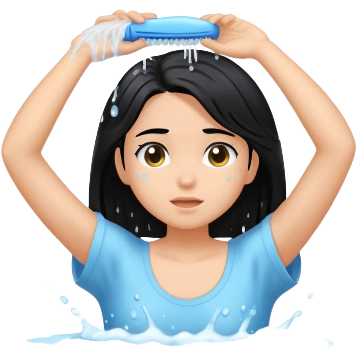black hair girl washing hair emoji