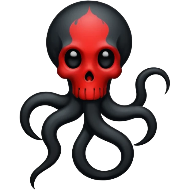 iOS sticker, dark mark, black shape, red dot, minimal emoji