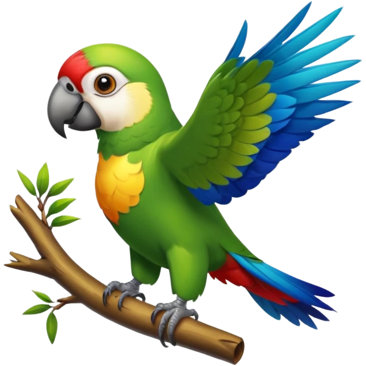 Flying parrot with a face view emoji