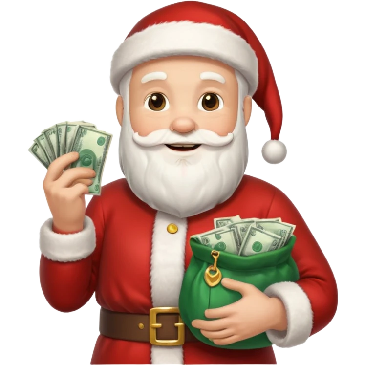 Um emoji de um  papai noel segurando um saco de dinheir emoji