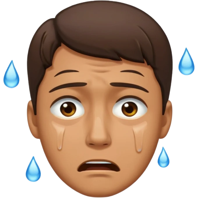 White tan, brunette,man crying profusely emoji