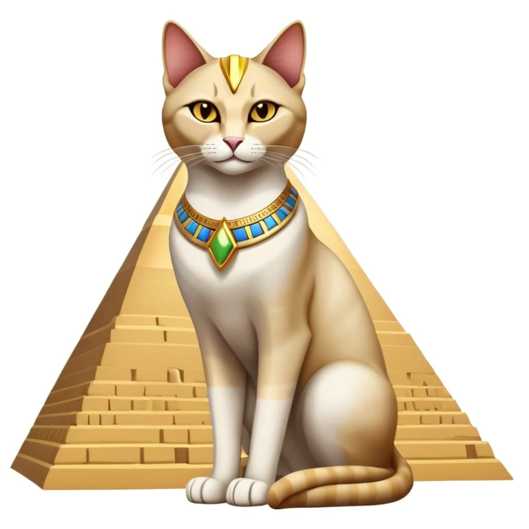 Egyptian cat full body sitting with pyramids background emoji