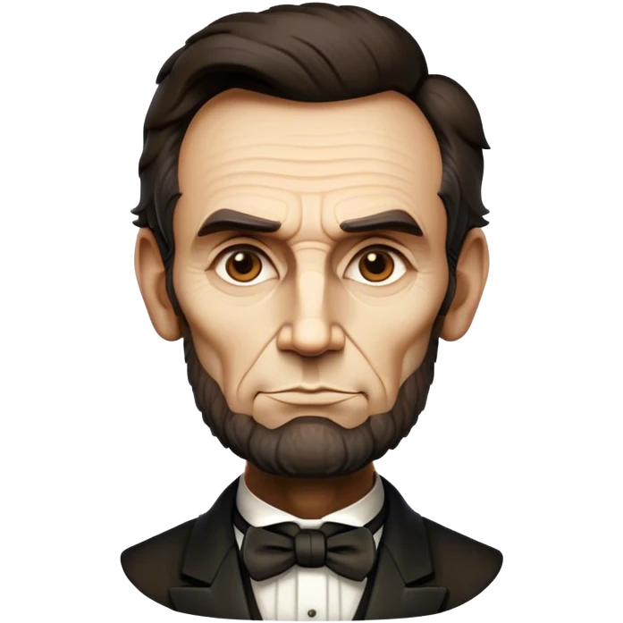 Cinematic Realistic Abraham Lincoln Portrait Emoji, depicted as a stoic iconic statesman with a tall dignified silhouette and thoughtful expression, rendered with detailed textures and dramatic historical lighting that captures his timeless presence. emoji