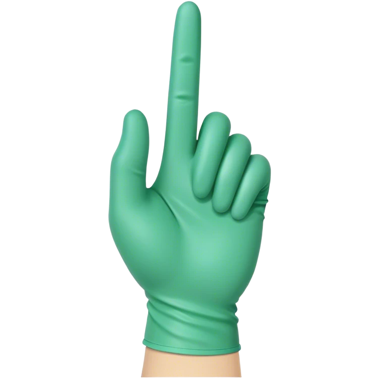 Green medical glove holding index finger up backwards  emoji