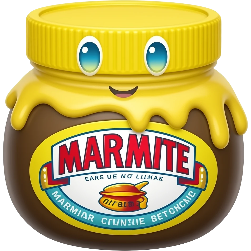 smiling face marmite - with eyes containing yellow sauce- smiling face on the bowl, not inside of it emoji