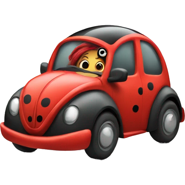 Ladybug driving a car emoji