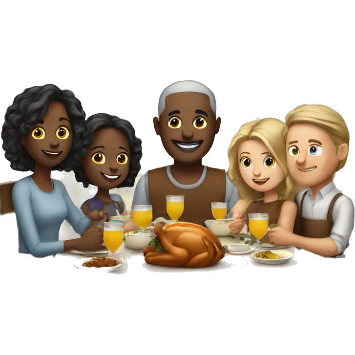 White Family sitting at Thanksgiving table with plenty of drinks emoji