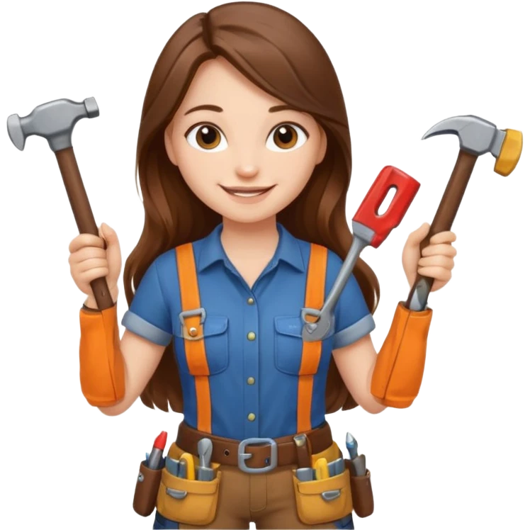 beautiful girl with long brown hair building new kitchen emoji
