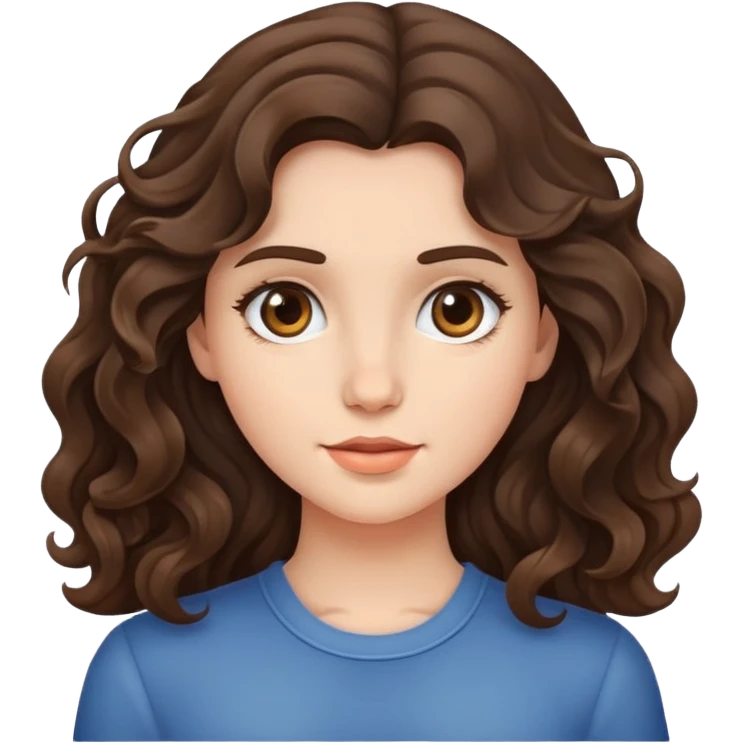 brunette girl with wavy hair emoji