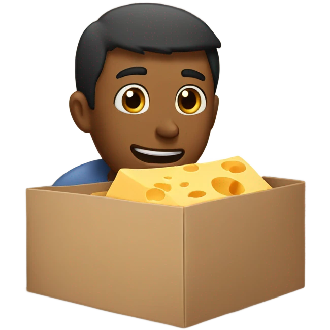 Man in a box eating cheese emoji
