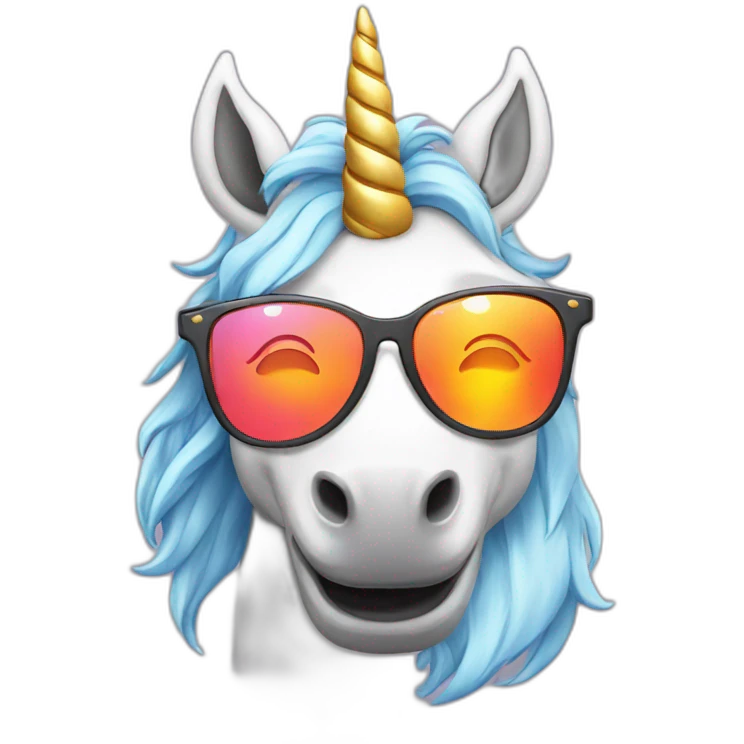 Unicorn with sunglasses and fire emoji