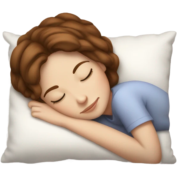 White girl with frekles Brown hair sleeping peacfully on a pillow  emoji