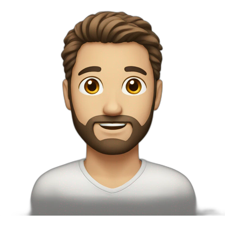 full guy with brown eyes with brown hairs and beard emoji