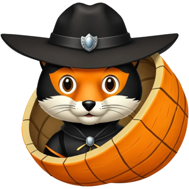 zorro naranja mascota agarrando una llanta emoji