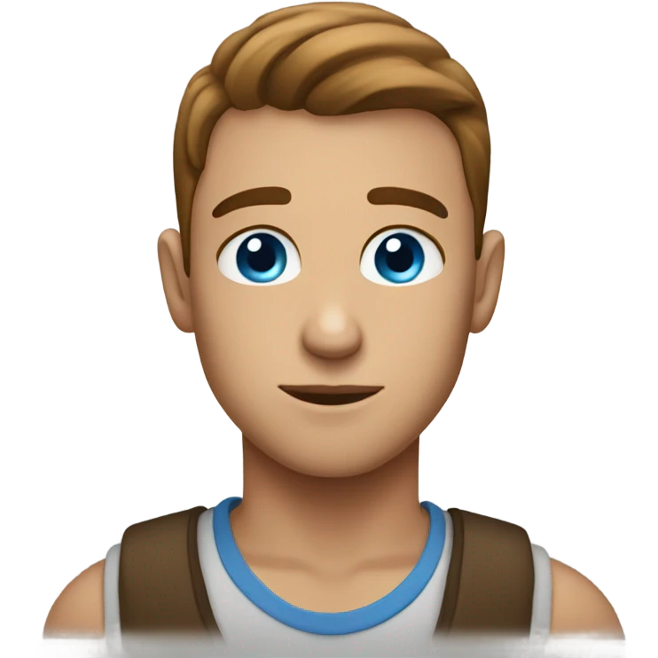 person with blue eyes brown and short bro emoji
