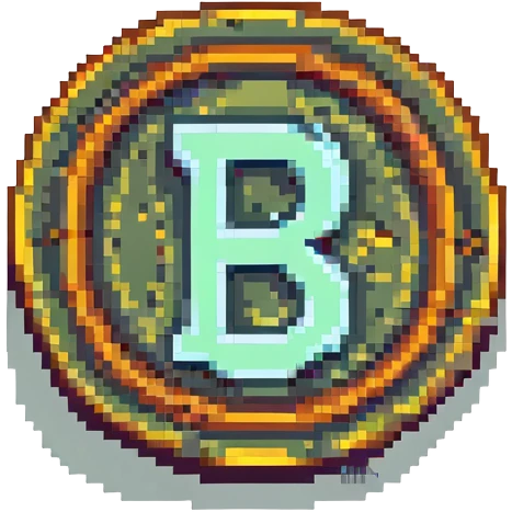 pixel art style coin with letter S emoji