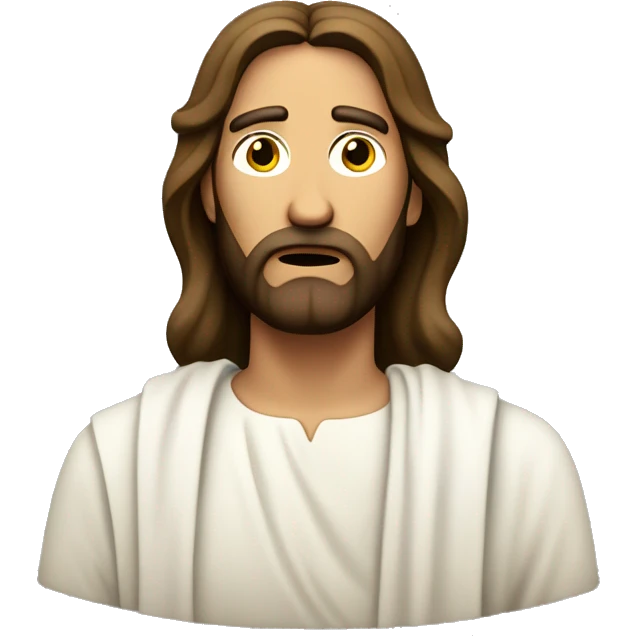 jesus with a confused face and three question marks above his head emoji
